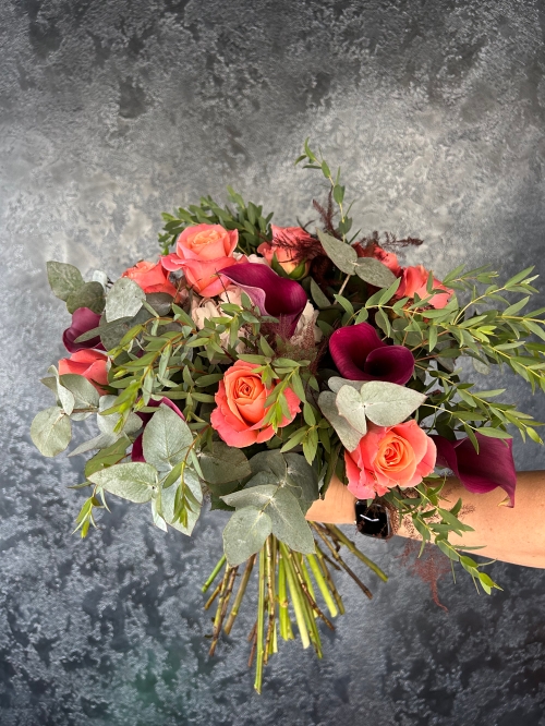 Calla Lily and Rose Bouquet.