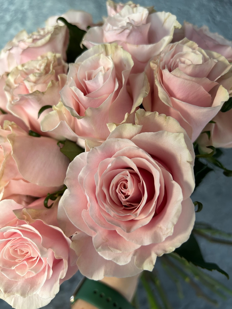 Classic Pink Roses Bouquet.