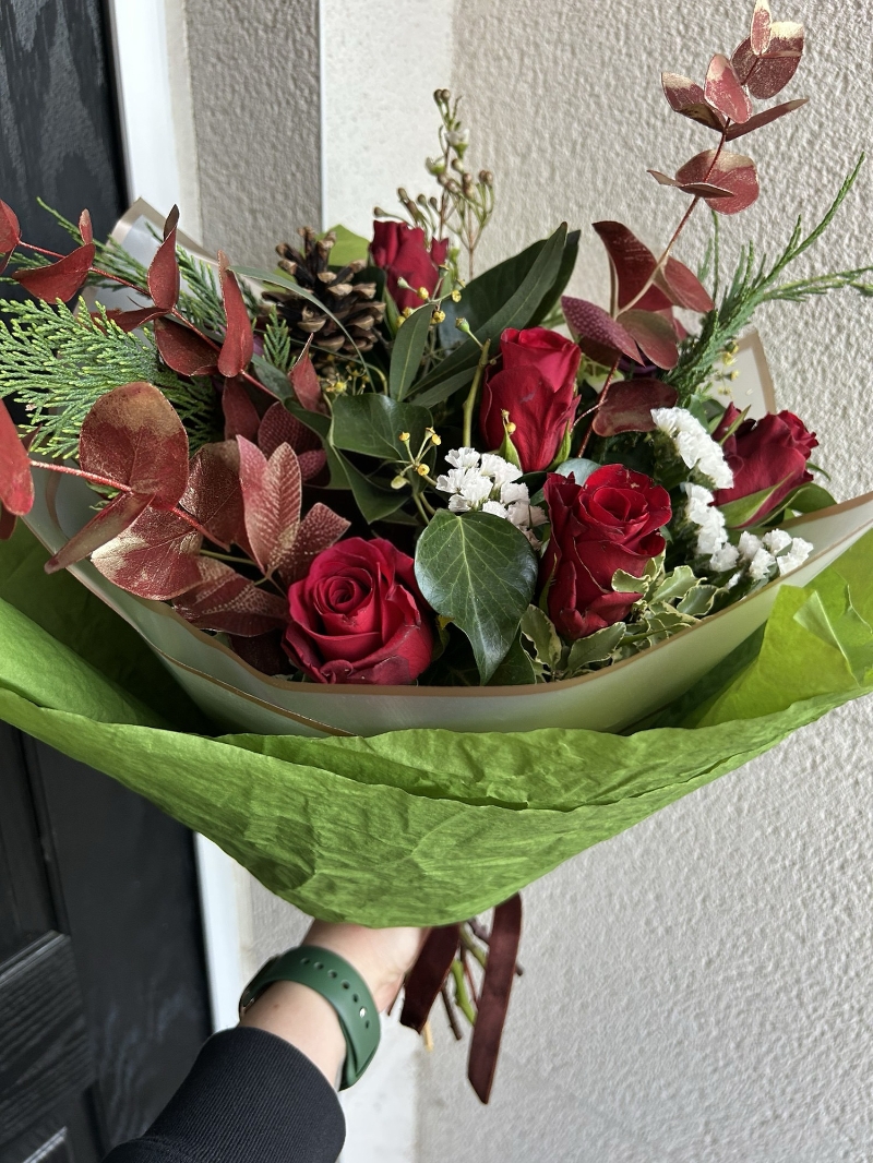 Festive Red Rose Bouquet.