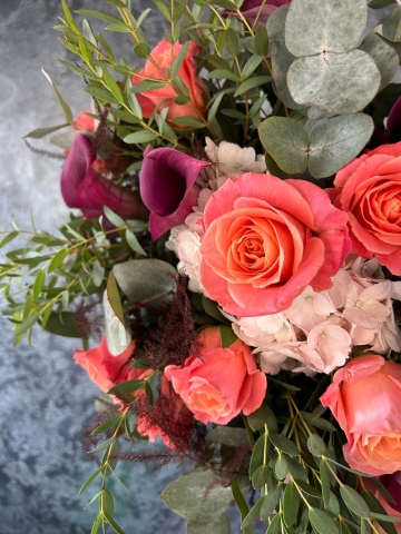 Calla Lily and Rose Bouquet.