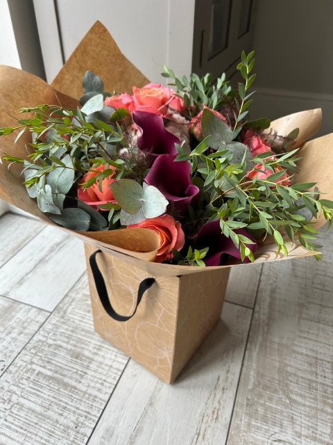 Calla Lily and Rose Bouquet.