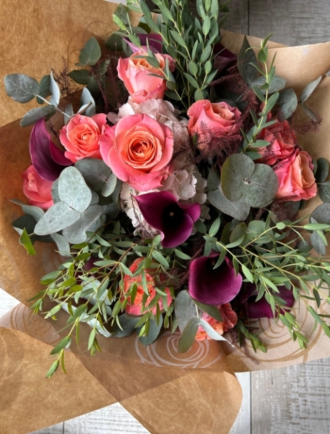 Calla Lily and Rose Bouquet.