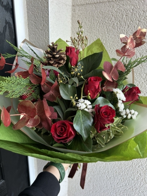 Festive Red Rose Bouquet.
